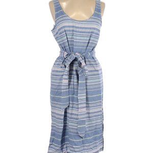 Marine Layer Brea Tie Front Dress in Blue Multi Stripe, L